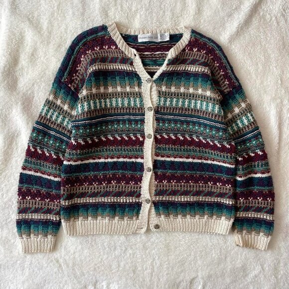 Vintage Multi-Coloured Chunky Knit Cardigan - Picture 1 of 6